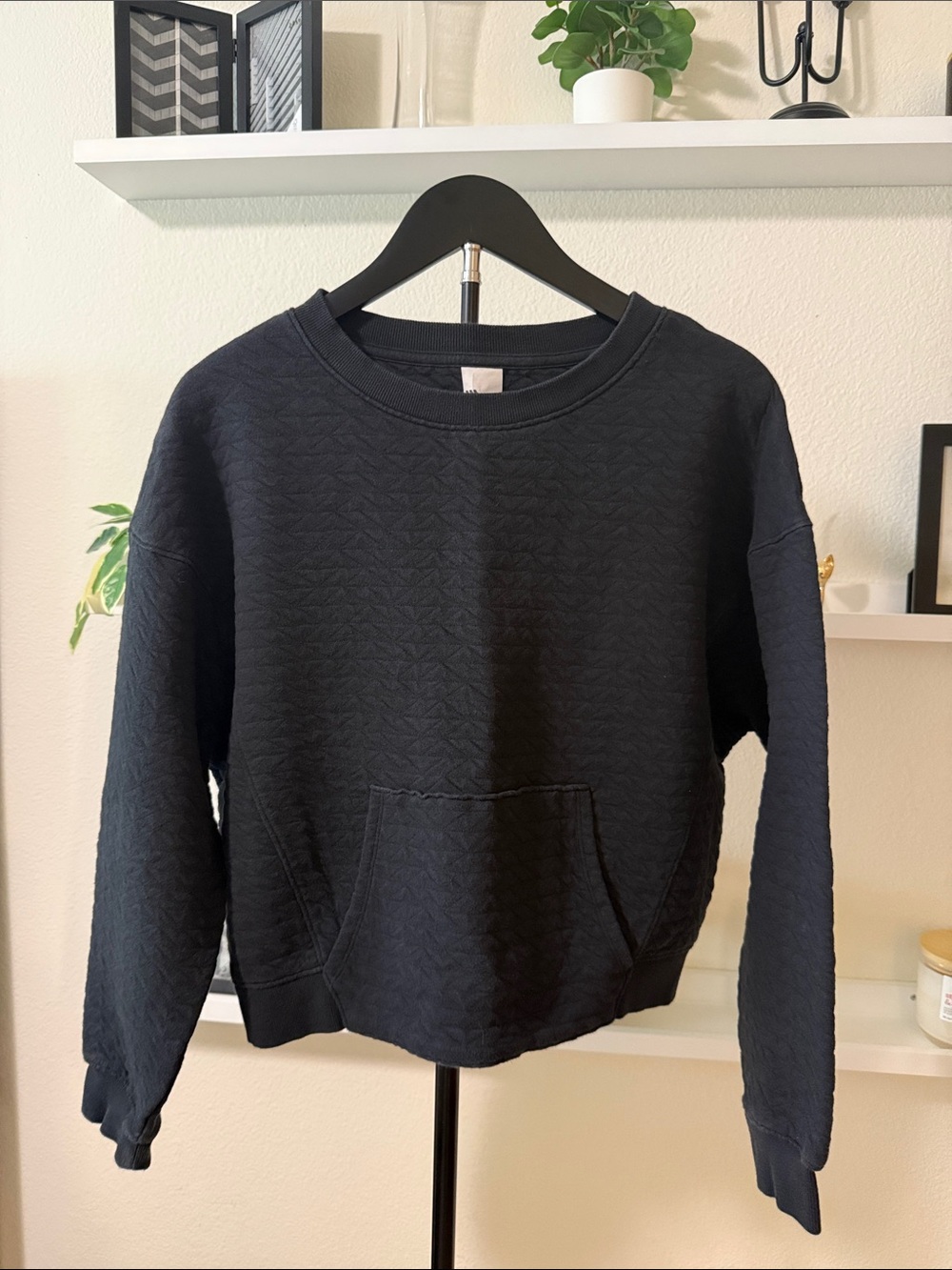 all in motion Black Quilted Crewneck Pullover